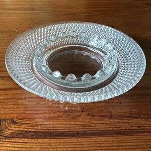 Vintage Mid-century Indiana Glass Diamond Point Hobnail Clear Ashtray Dish 6"